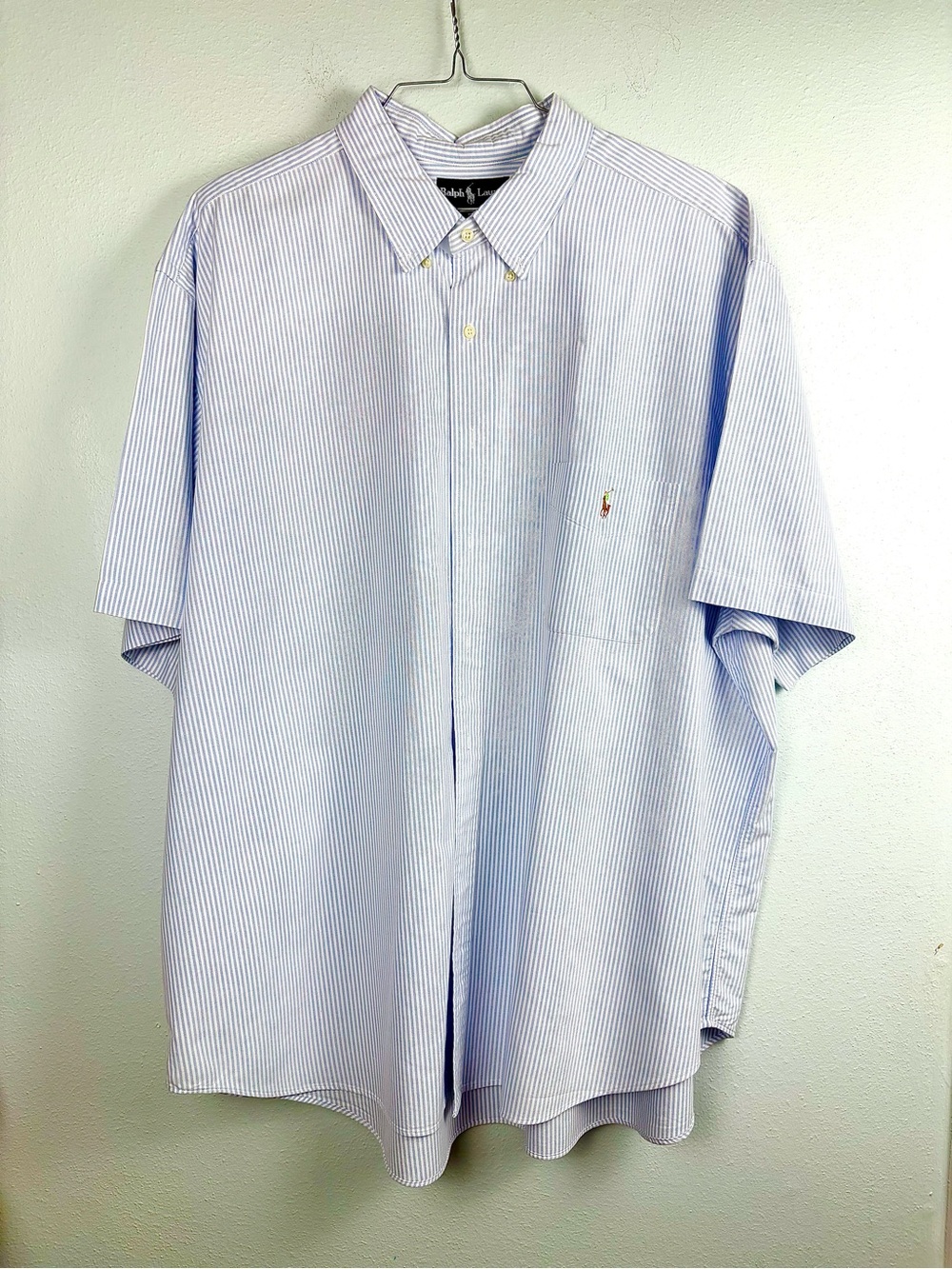Polo Ralph Lauren ‘Blake’ 100% Cotton Blue/White Stripe Short Sleeve Shirt, 3X